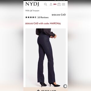 NYDJ Barbara Black Bootcut Jeans 16 Long